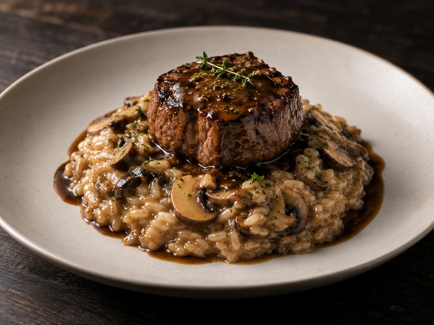 Risoto Funghi e Mignon